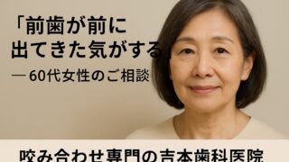 香川県高松市の咬み合わせ専門・吉本歯科医院｜前歯が前に出てきた60代女性のご相談