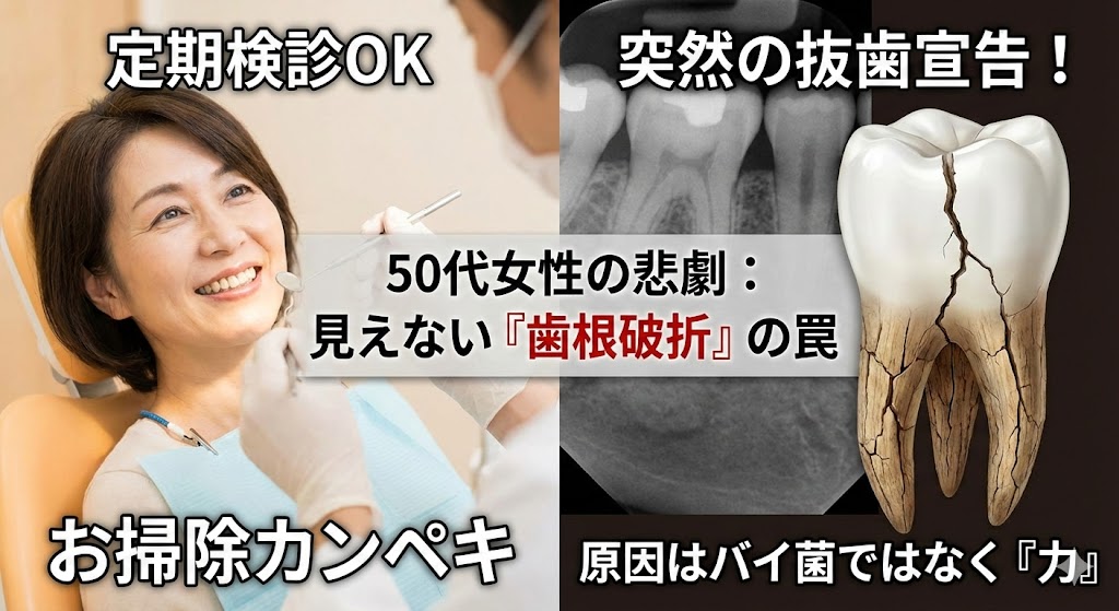歯の掃除をしていたのに歯根破折で抜歯宣告|咬み合わせ専門の吉本歯科医院【香川県高松市】