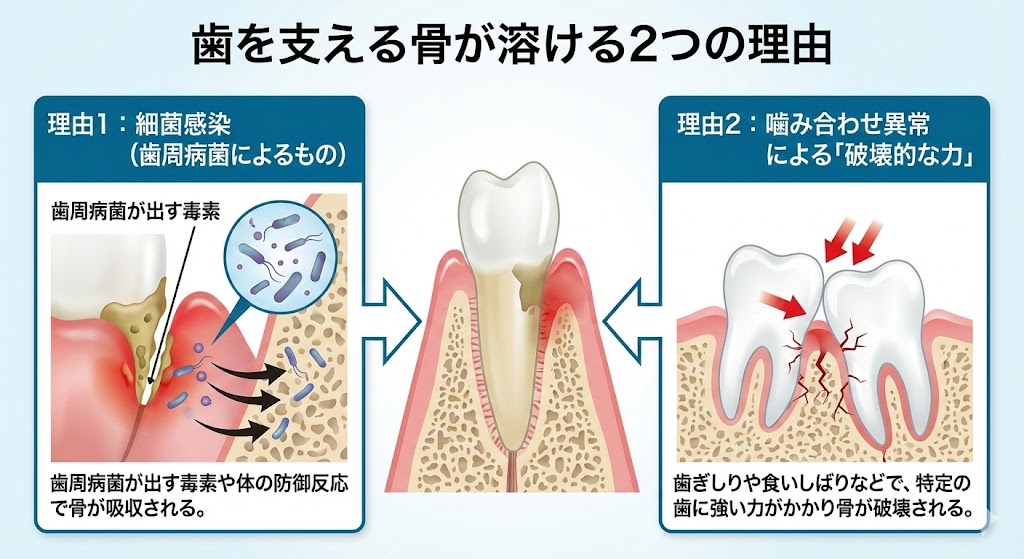 歯槽膿漏でグラグラする歯をもう抜歯しかないと諦める前に｜歯槽膿漏と咬み合わせ｜香川県高松市の吉本歯科医院