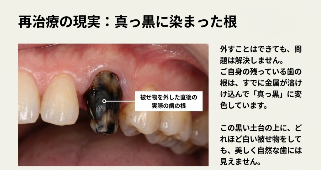 「【香川県高松市】歯や歯茎の黒ずみ、原因は『溶け出す金属』かも?全身の健康を守る治療相談は吉本歯科医院へ」