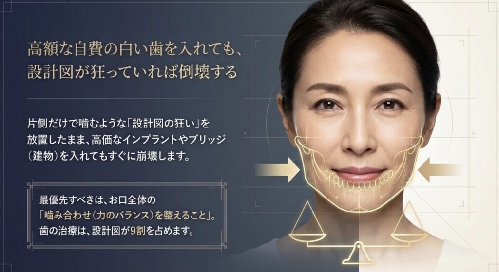 【50代の抜歯】左右両方がブリッジになる不安…総入れ歯への「連鎖崩壊」を防ぐ最後の選択肢とは?|咬み合わせ専門の吉本歯科医院【香川県高松市】