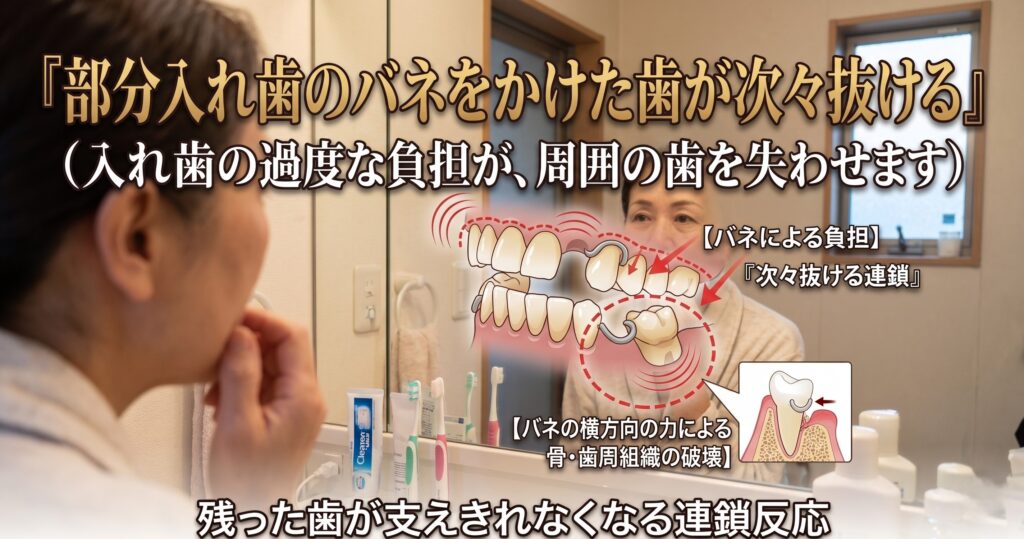 部分入れ歯のバネをかけた歯が次々抜ける理由|咬み合わせ専門の吉本歯科医院【香川県高松市】
