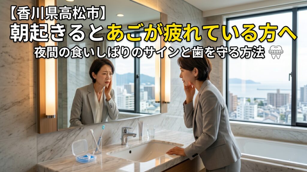 【香川県高松市】朝起きるとあごが疲れている方へ|夜間の食いしばりのサインと歯を守る方法を咬み合わせ専門医が解説