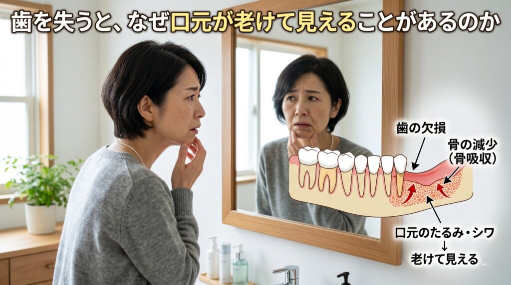 【歯を失うと老け顔に見えることがある？】50代以降の女性に知ってほしい、歯・顎の骨・かみ合わせと口元の変化｜香川県高松市の吉本歯科医院