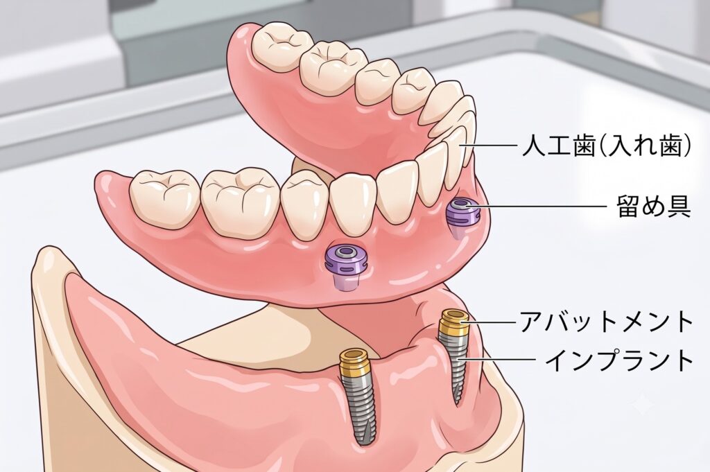 【香川県高松市】入れ歯とインプラントを組み合わせる「インプラントオーバーデンチャー」とは?咬み合わせ専門医が解説