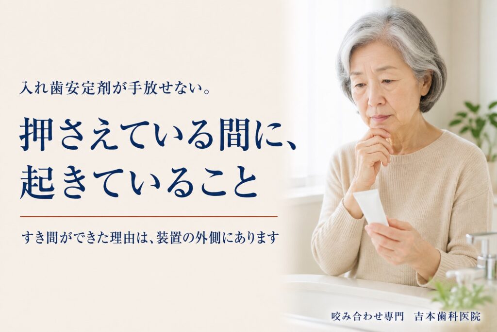 入れ歯安定剤が手放せない。安定剤で押さえている間に、顎の土手(顎堤)に起きていること|香川県高松市の咬み合わせ専門歯科 𠮷本歯科医院