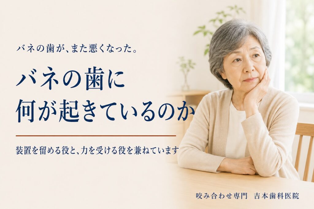 部分入れ歯のバネがかかっている歯が、また悪くなった。バネの歯に何が起きているのか|香川県高松市の咬み合わせ専門歯科 𠮷本歯科医院