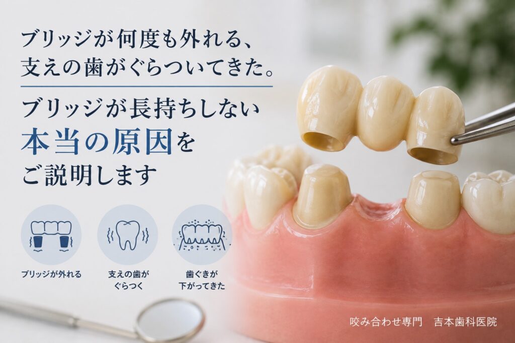 ブリッジが何度も外れる｜支えている歯がぐらついてきた｜香川県高松市の咬み合わせ専門 吉本歯科医院