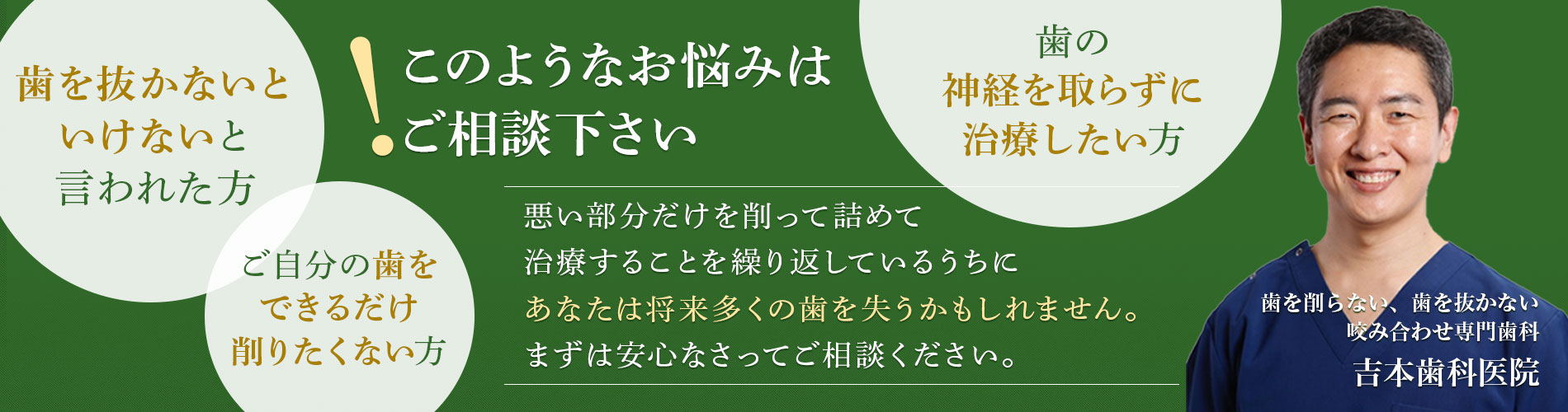 香川県高松市の削らない抜かない歯医者なら咬み合わせ専門歯科の吉本歯科医院